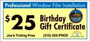 8 x 3.5 inches $25 B-Day Gift Certificate