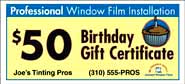 8 x 3.5 inches $50 B-Day Gift Certificate