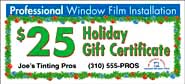 8 x 3.5 inches $25 Xmas Gift Certificate